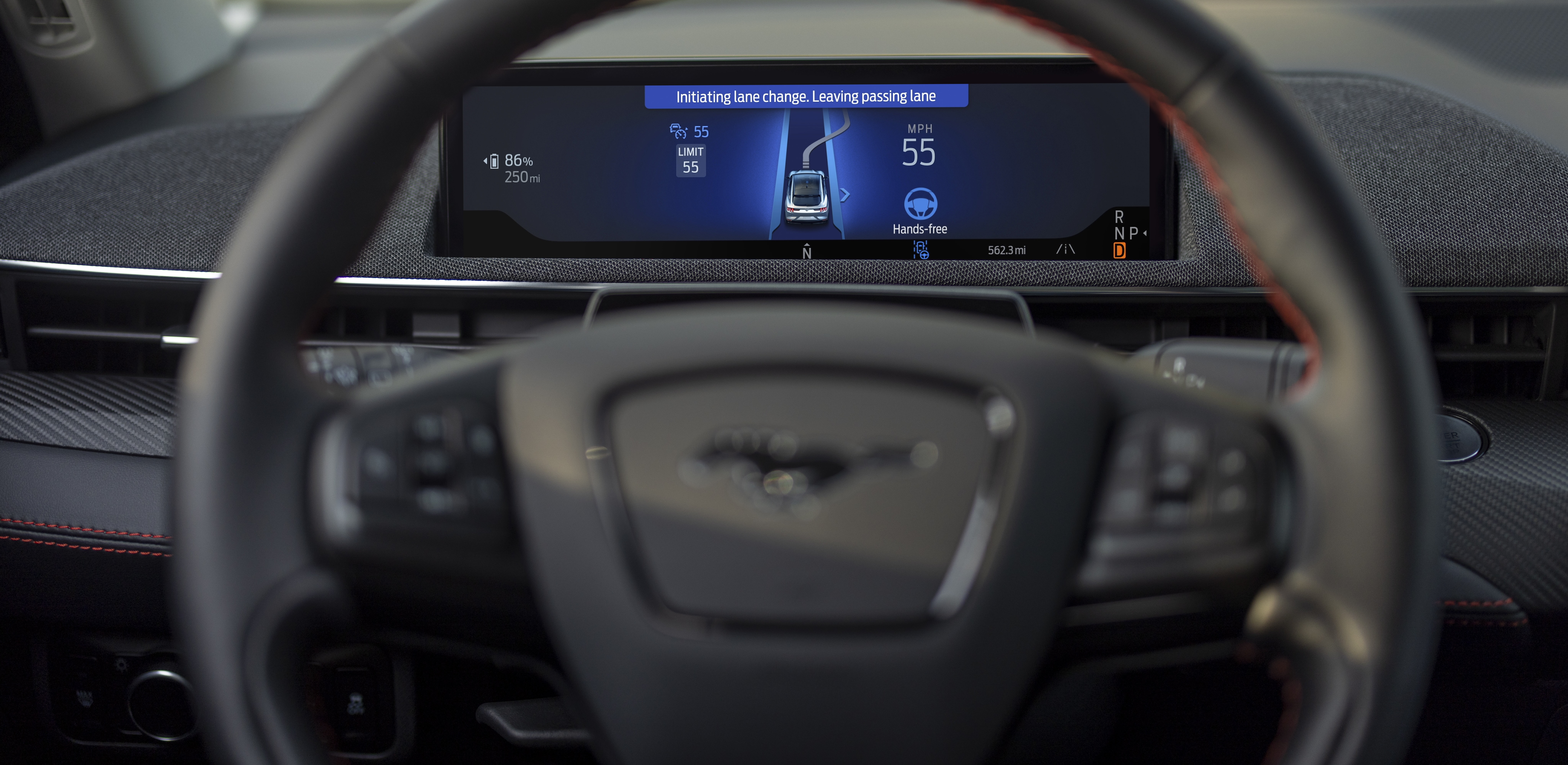 Preproduction model with optional equipment and extra cost color option shown. Available Feature. Ford BlueCruise requires a Connected Service plan, FordPass® App, and modem activation. Equipped Ford vehicles come with either a 90-day trial or a 3-year BlueCruise Connected Service plan, after which purchase is required. See ford.com/bluecruise for more details. BlueCruise driver-assist features are supplemental and do not replace safe driving or driver’s attention, judgment and need to control the vehicle. Only remove hands in a Hands-Free Blue Zone. Always watch the road and be prepared to resume control. See Owner’s Manual for details and limitations.